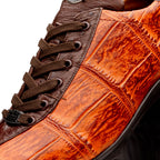 Hand painted big block alligator scales Sneaker Shoes Saulo Brandy / Brown