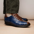 Genuine alligator and ostrich quill fashion sneaker Shoes Saulo Blue Jeans