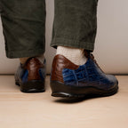 Genuine alligator and ostrich quill fashion sneaker Shoes Saulo Blue Jeans