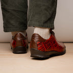 Hand painted big block alligator scales Sneaker Shoes Saulo Cognac