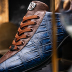 Genuine alligator and ostrich quill fashion sneaker Shoes Saulo Blue Jeans