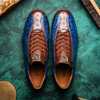 Genuine alligator and ostrich quill fashion sneaker Shoes Saulo Blue Jeans