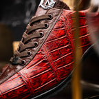 Hand painted big block alligator scales Sneaker Shoes Saulo Cognac