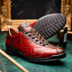 Hand painted big block alligator scales Sneaker Shoes Saulo Cognac