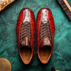 Hand painted big block alligator scales Sneaker Shoes Saulo Cognac