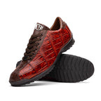 Hand painted big block alligator scales Sneaker Shoes Saulo Cognac