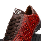 Hand painted big block alligator scales Sneaker Shoes Saulo Cognac