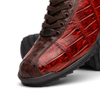 Hand painted big block alligator scales Sneaker Shoes Saulo Cognac