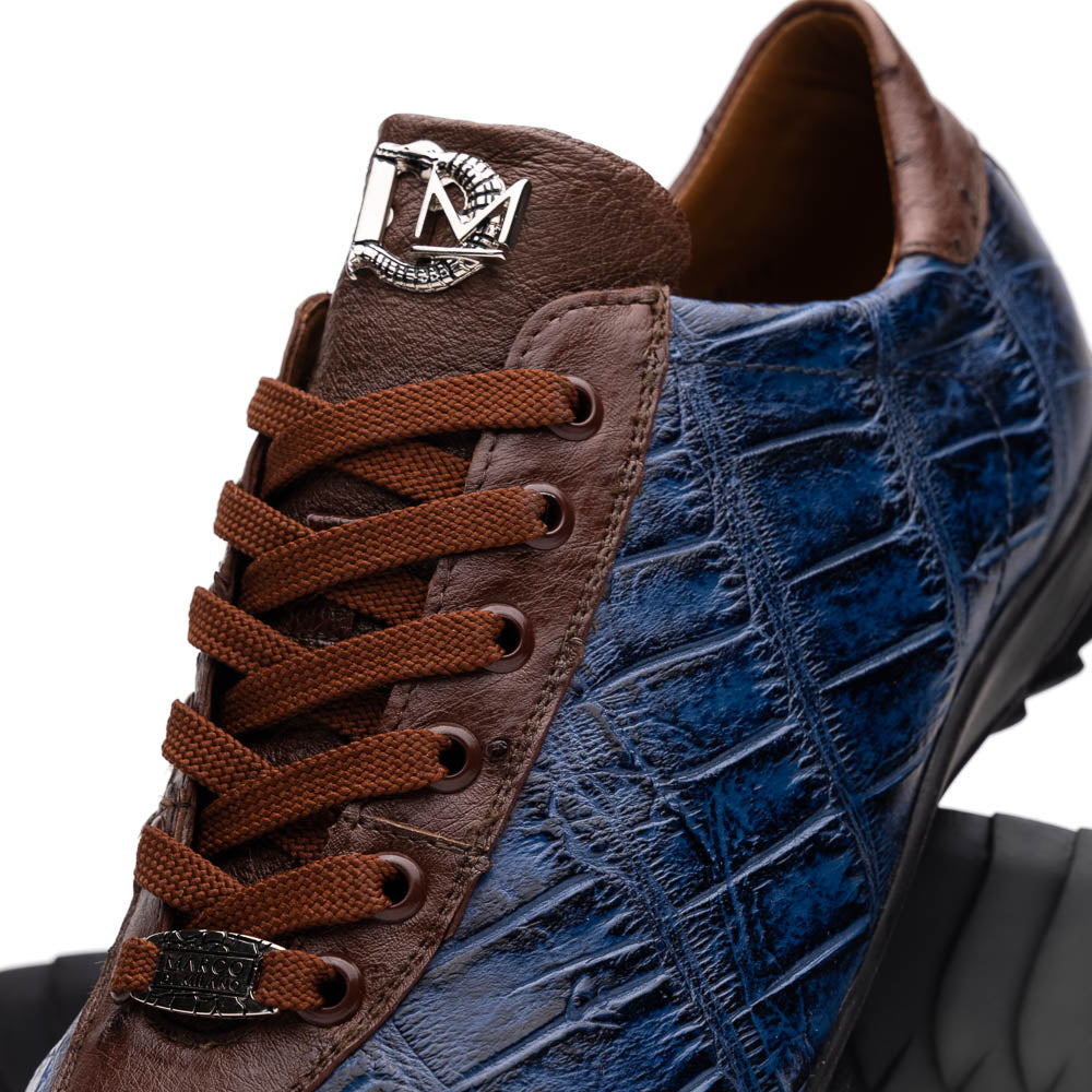 Genuine alligator and ostrich quill fashion sneaker Shoes Saulo Blue Jeans