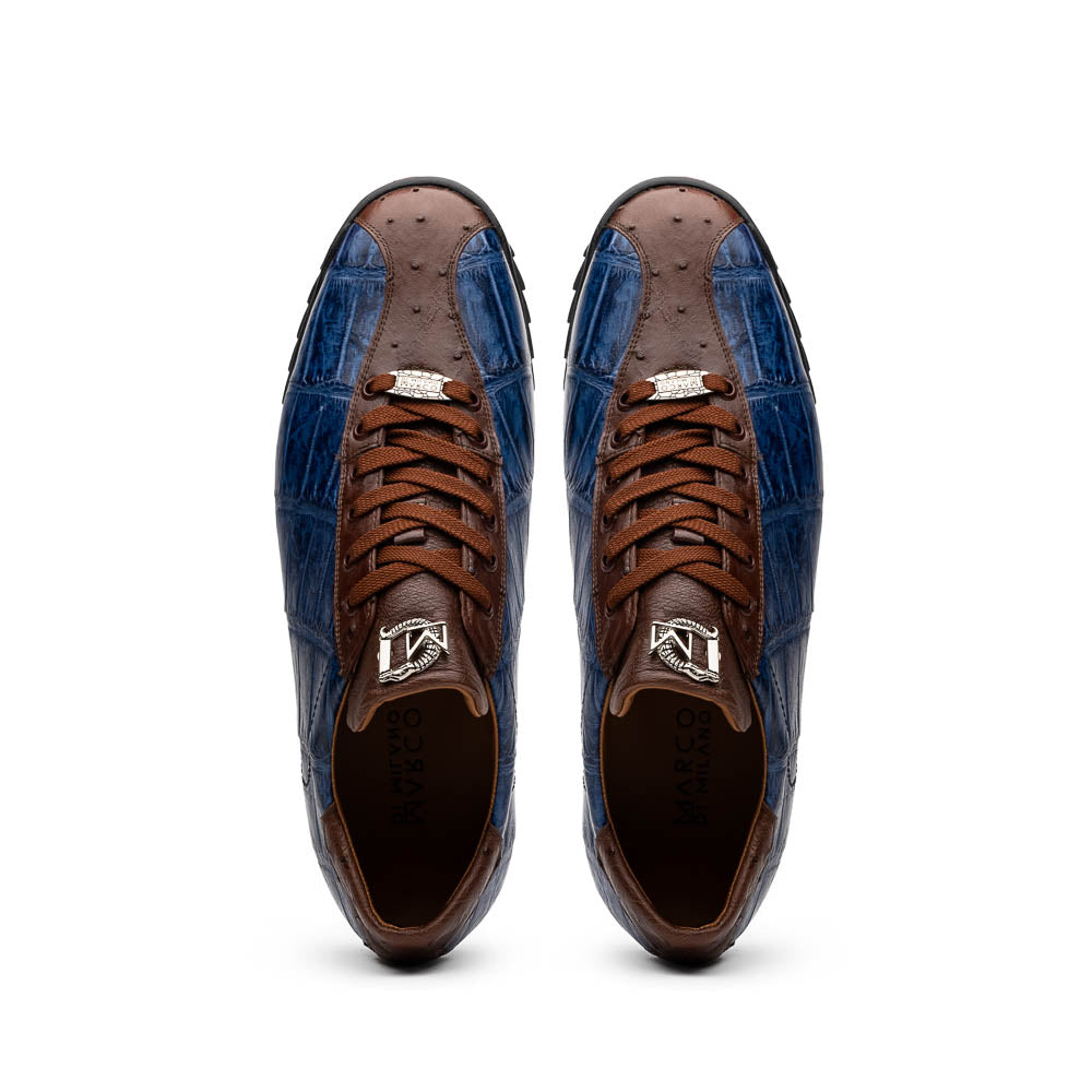 Genuine alligator and ostrich quill fashion sneaker Shoes Saulo Blue Jeans