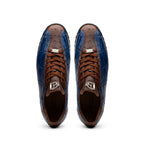 Genuine alligator and ostrich quill fashion sneaker Shoes Saulo Blue Jeans