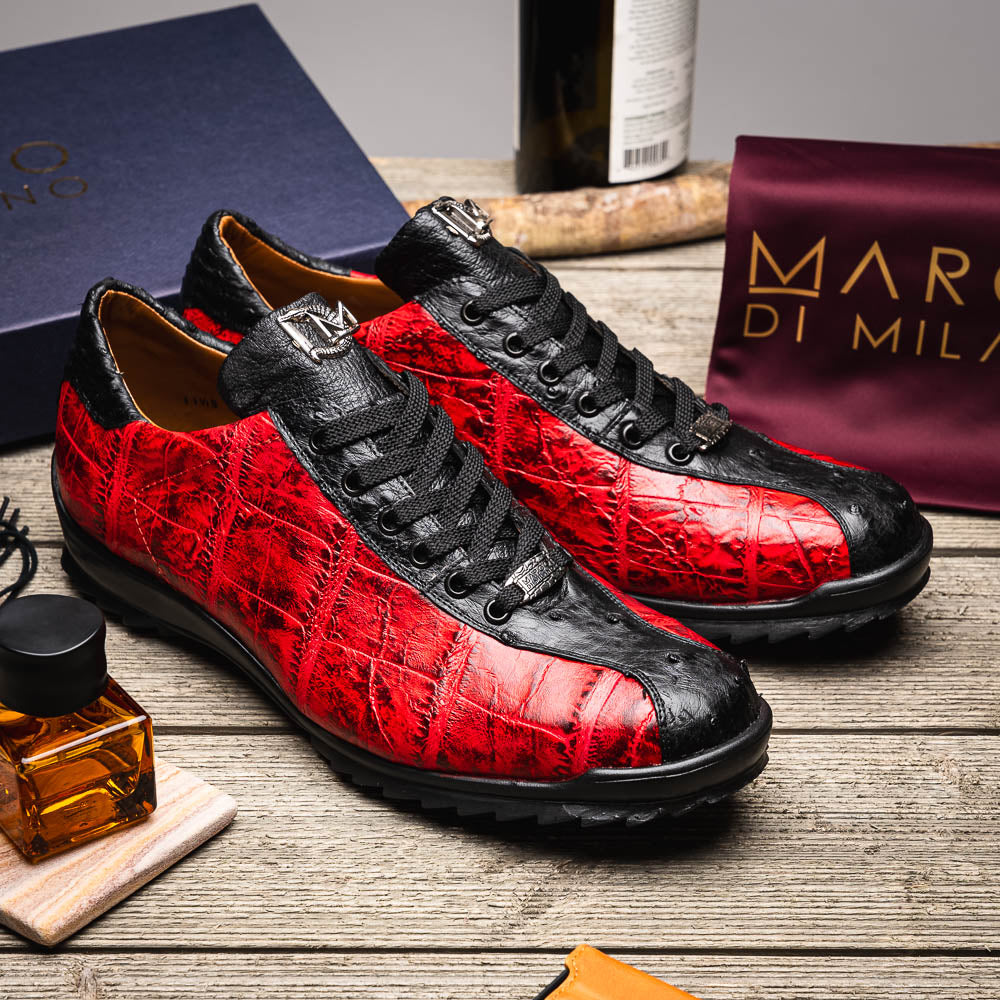 Hand painted big block alligator scales Sneaker Shoes Saulo BlackCherry