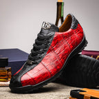 Hand painted big block alligator scales Sneaker Shoes Saulo BlackCherry