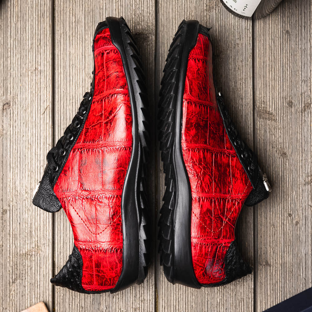 Hand painted big block alligator scales Sneaker Shoes Saulo BlackCherry