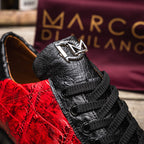 Hand painted big block alligator scales Sneaker Shoes Saulo BlackCherry