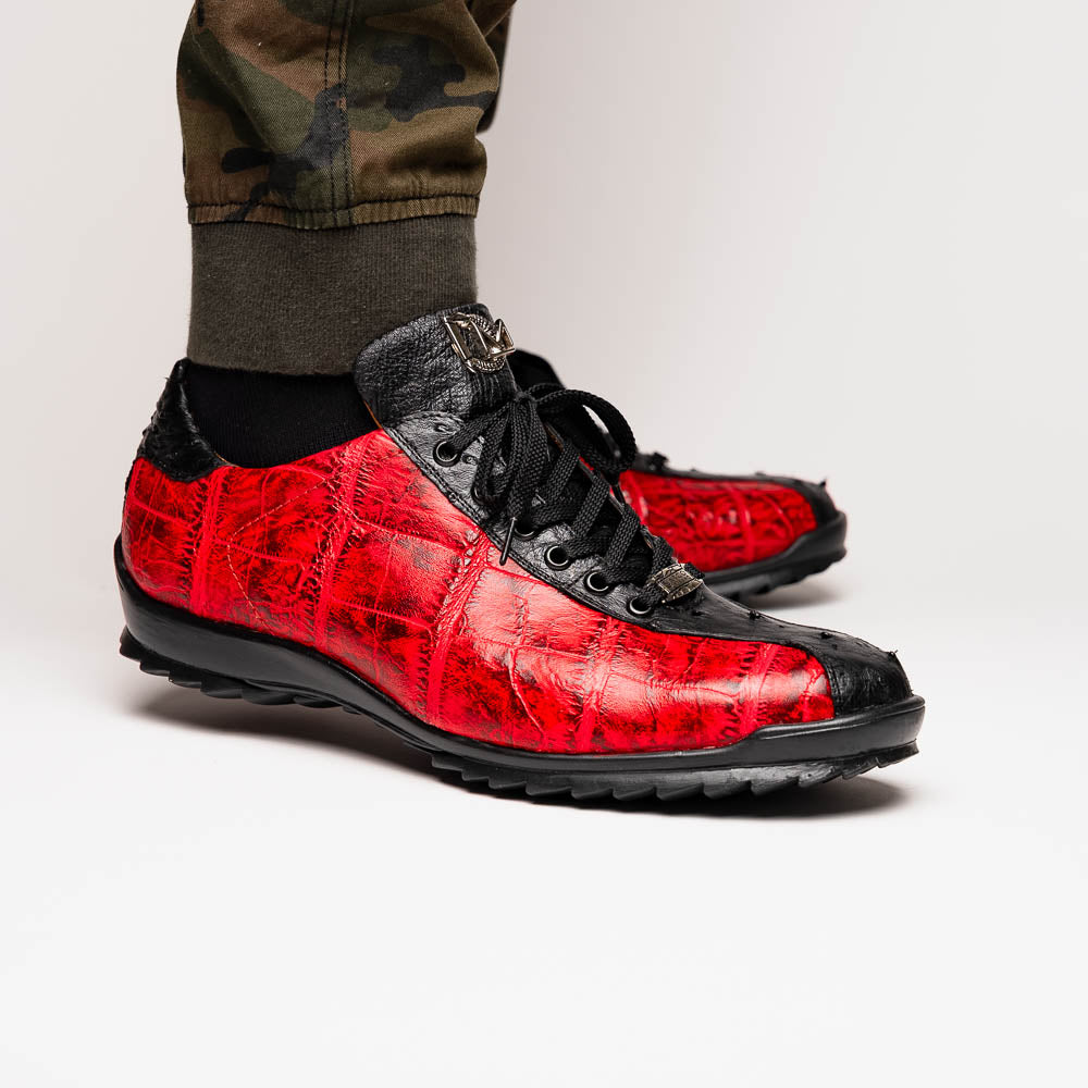 Hand painted big block alligator scales Sneaker Shoes Saulo BlackCherry