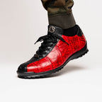 Hand painted big block alligator scales Sneaker Shoes Saulo BlackCherry