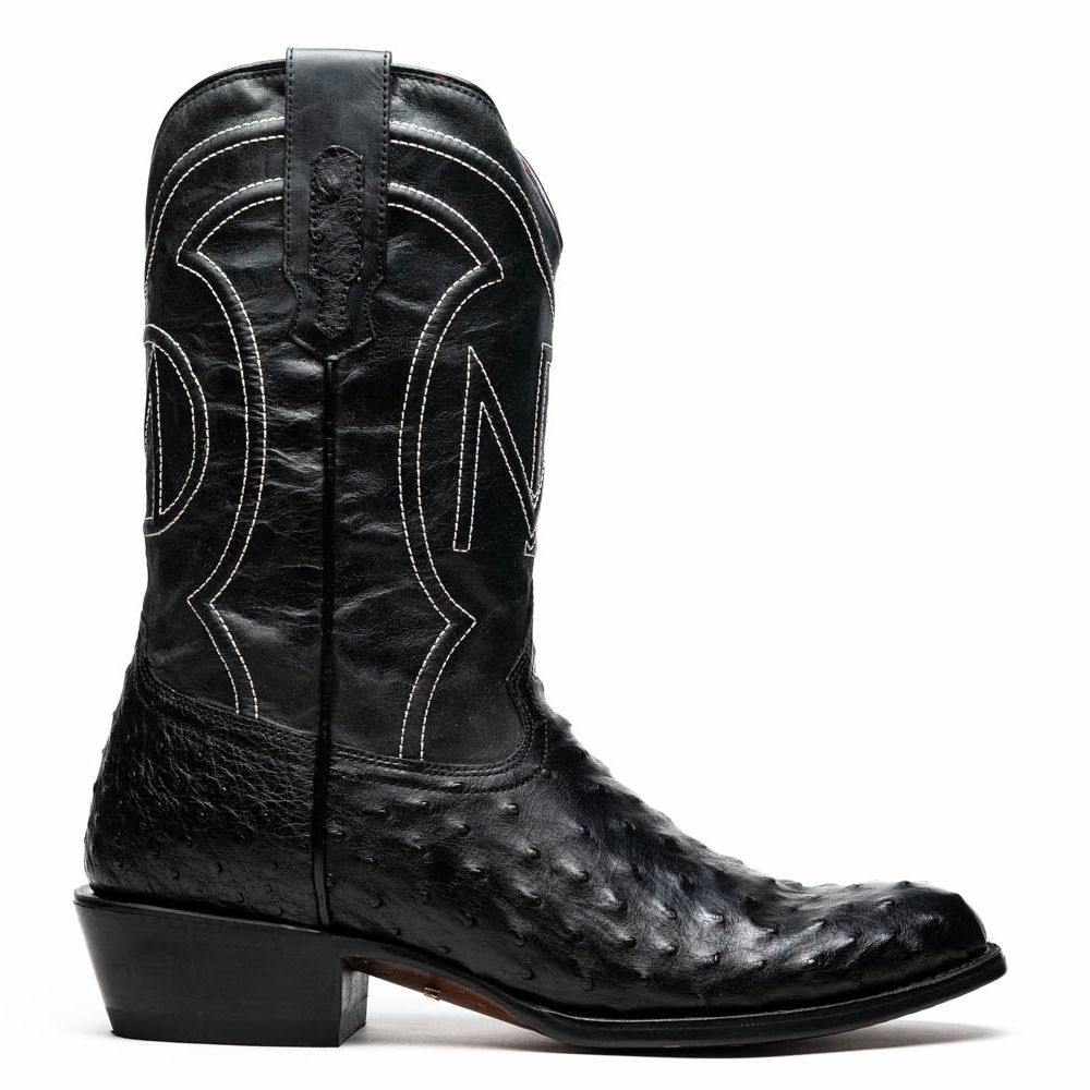 SAVANNAH  Genuine Ostrich Skin Cowboy Boot from the Western Collection Black
