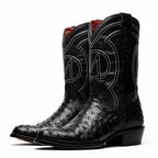 SAVANNAH  Genuine Ostrich Skin Cowboy Boot from the Western Collection Black