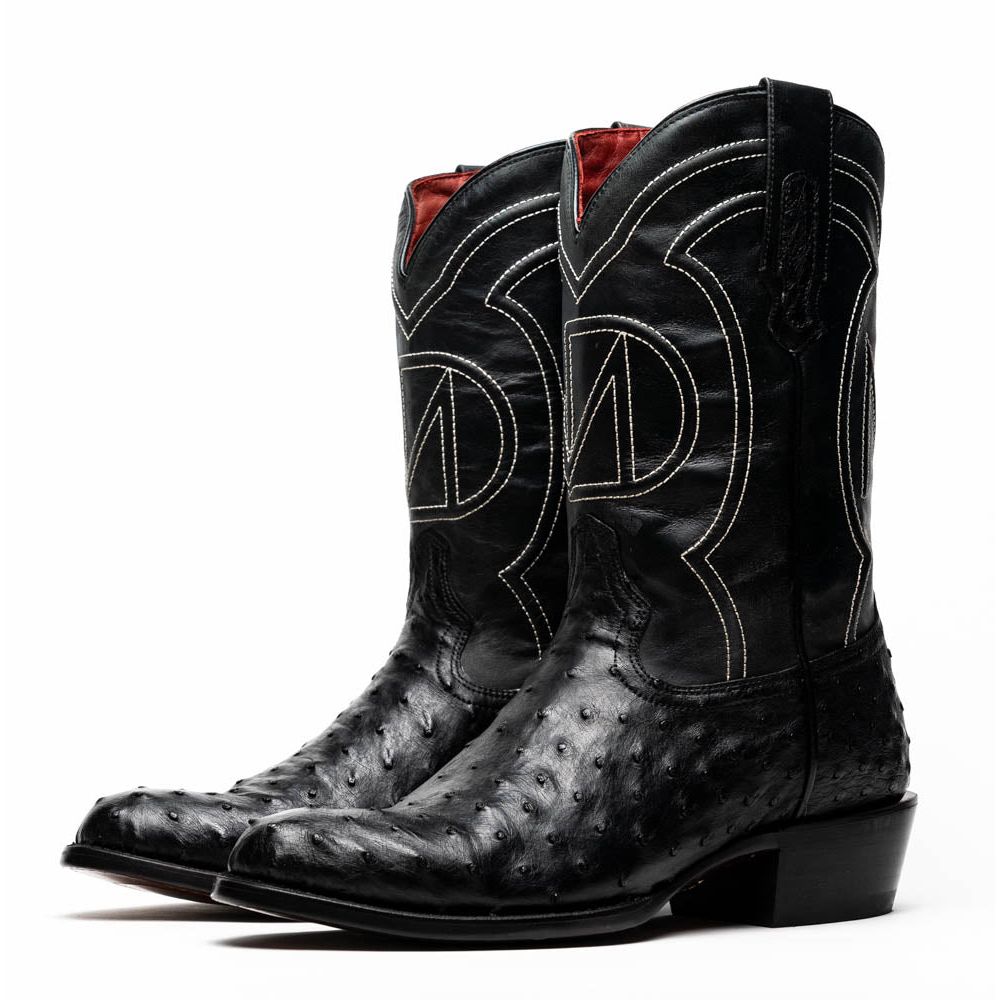 SAVANNAH  Genuine Ostrich Skin Cowboy Boot from the Western Collection Black