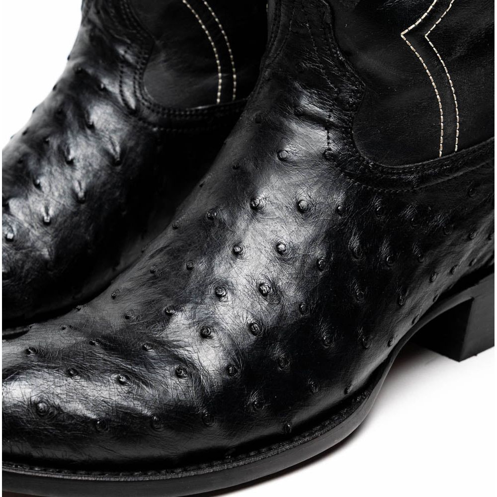 SAVANNAH  Genuine Ostrich Skin Cowboy Boot from the Western Collection Black