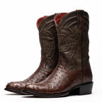 SAVANNAH Genuine Ostrich Skin Cowboy Boot from the Western Collection Kango Tabac