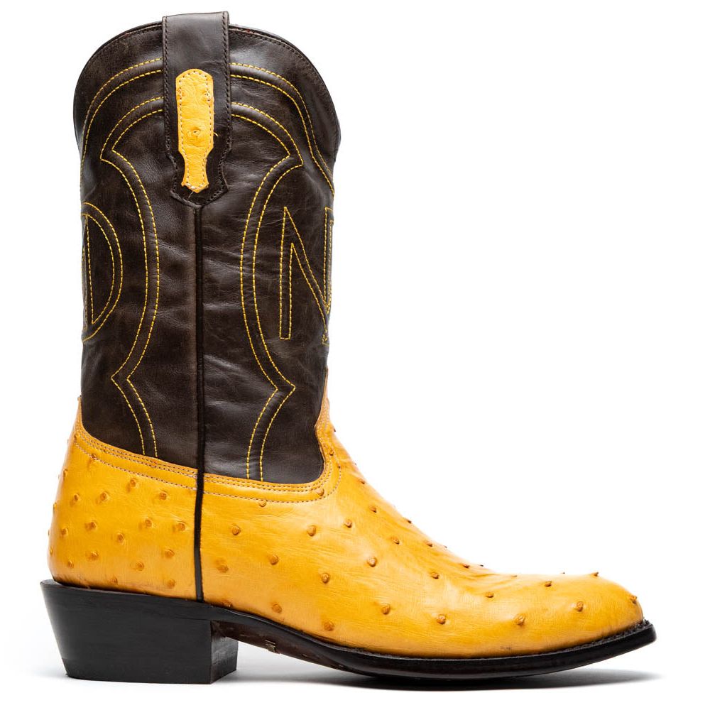 SAVANNAH Genuine Ostrich Skin Cowboy Boot from the Western Collection Buttercup