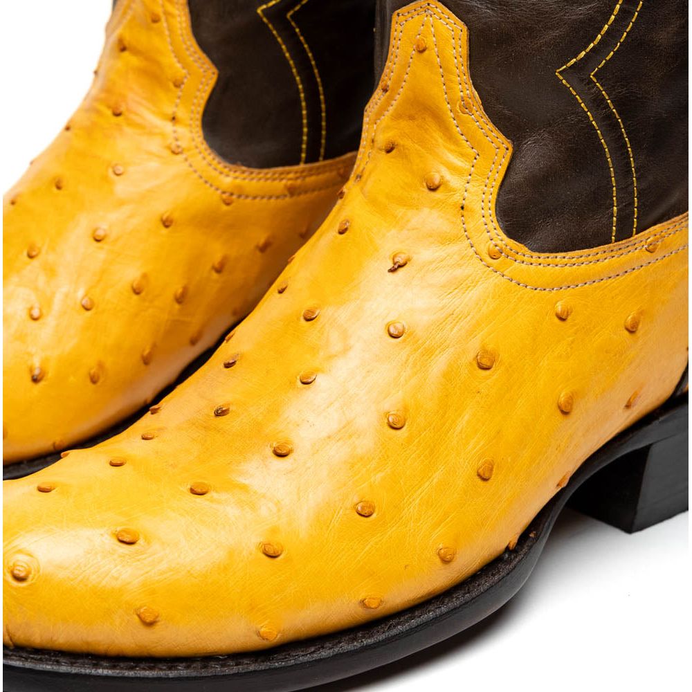 SAVANNAH Genuine Ostrich Skin Cowboy Boot from the Western Collection Buttercup