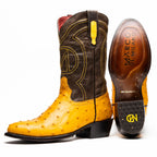 SAVANNAH Genuine Ostrich Skin Cowboy Boot from the Western Collection Buttercup