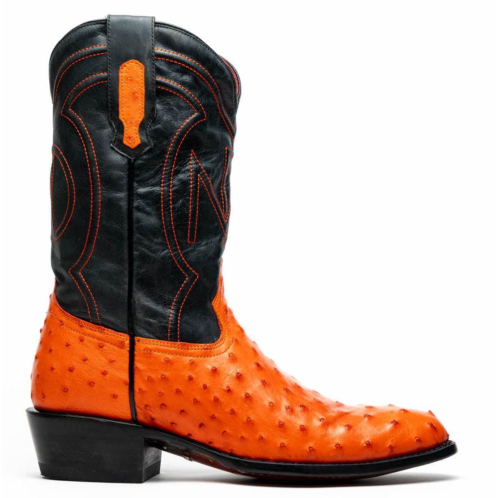 SAVANNAH  Genuine Ostrich Skin Cowboy Boot from the Western Collection Orange