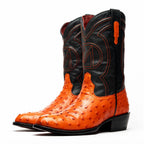 SAVANNAH  Genuine Ostrich Skin Cowboy Boot from the Western Collection Orange