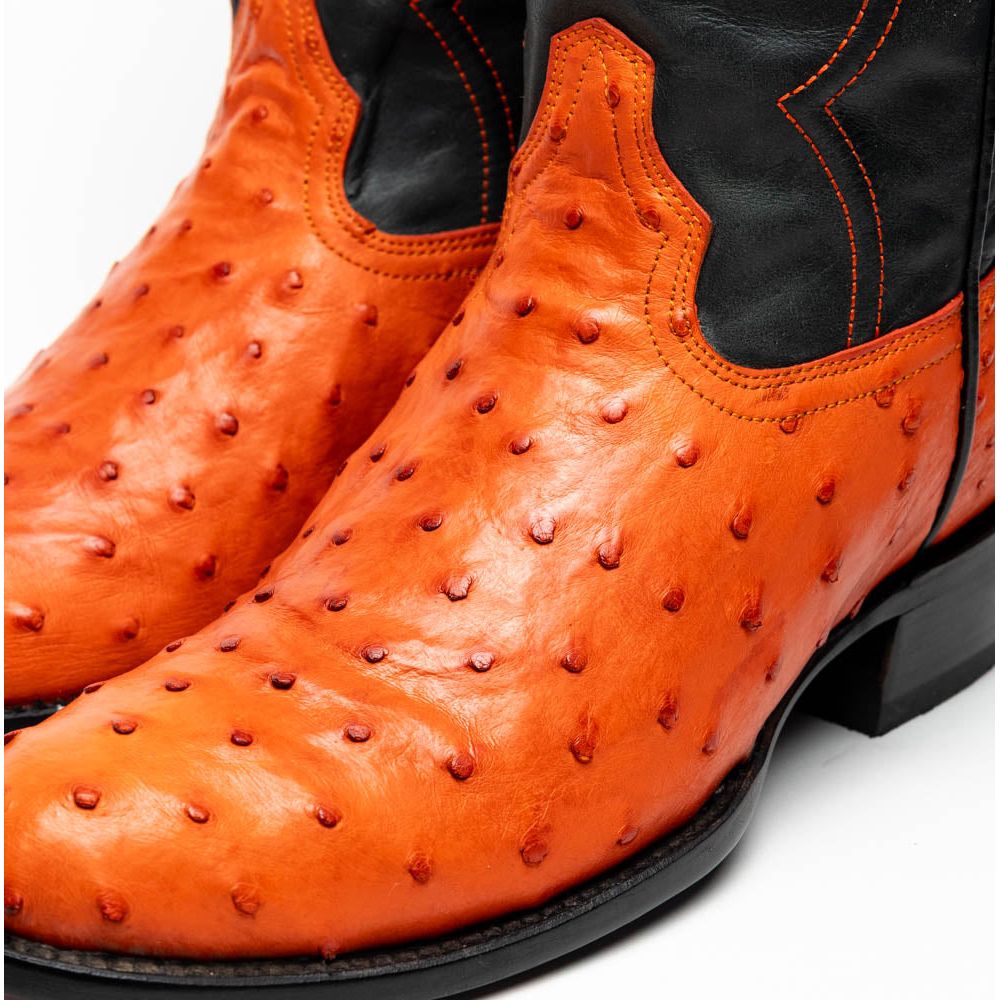 SAVANNAH  Genuine Ostrich Skin Cowboy Boot from the Western Collection Orange