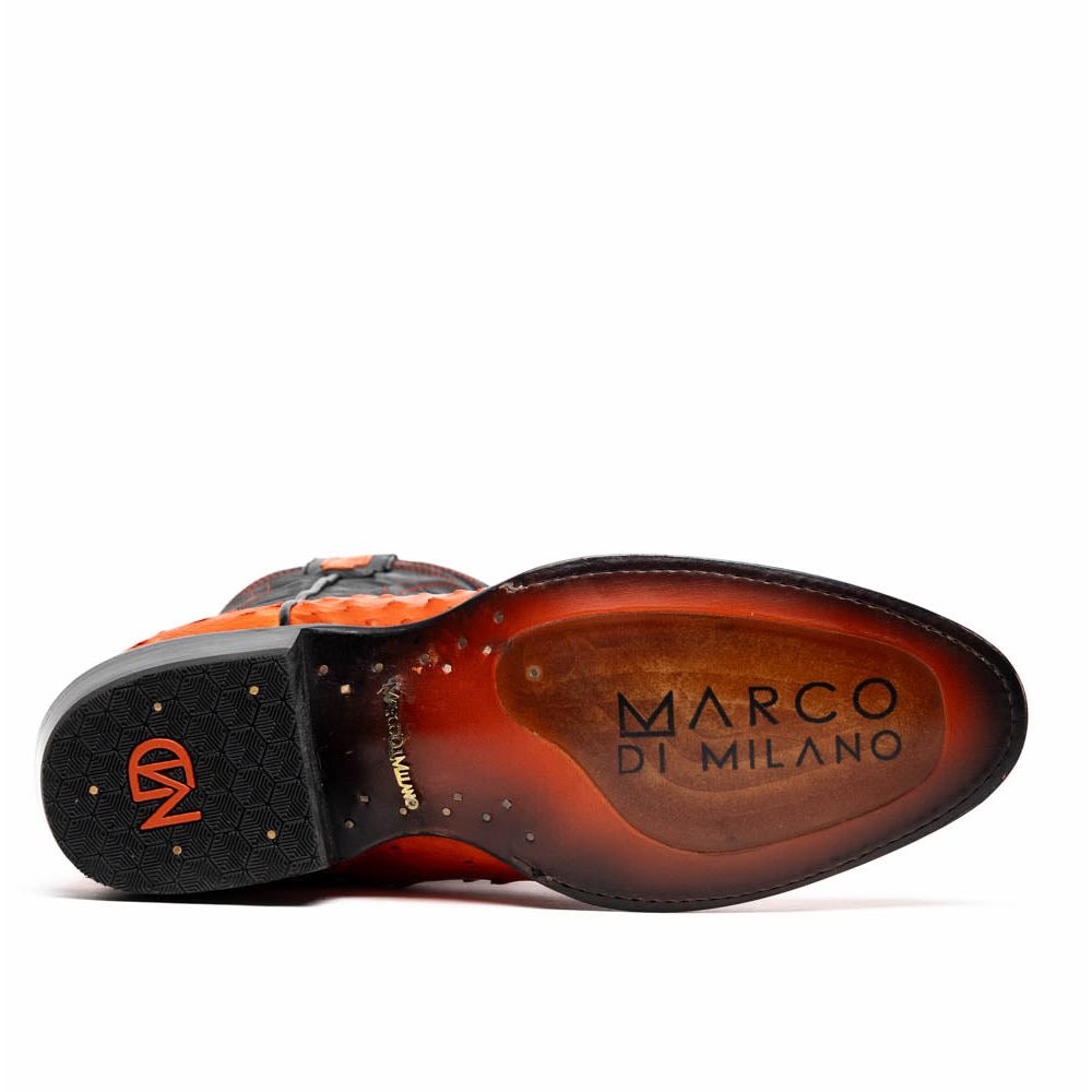 SAVANNAH  Genuine Ostrich Skin Cowboy Boot from the Western Collection Orange