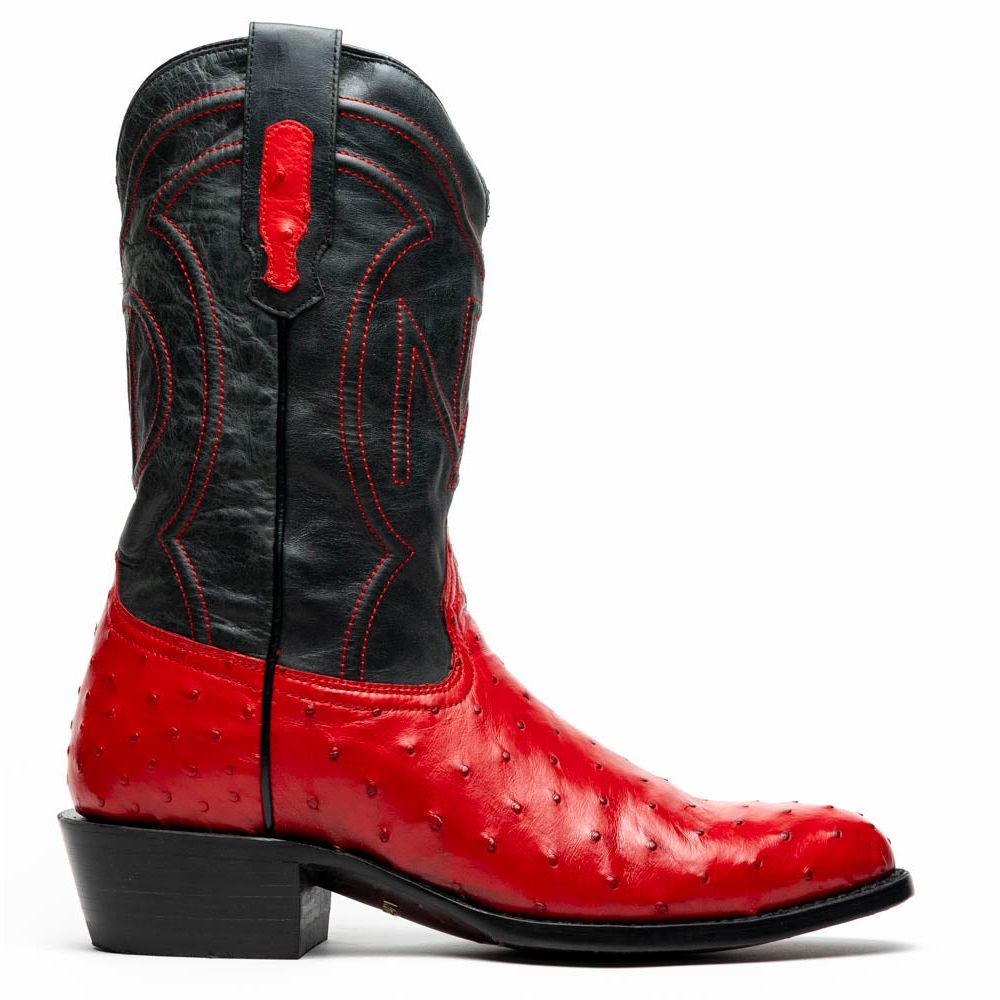 SAVANNAH Genuine Ostrich Skin Cowboy Boot from the Western Collection Red
