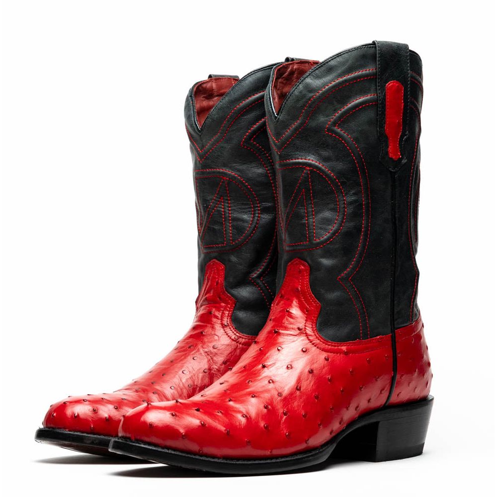 SAVANNAH Genuine Ostrich Skin Cowboy Boot from the Western Collection Red
