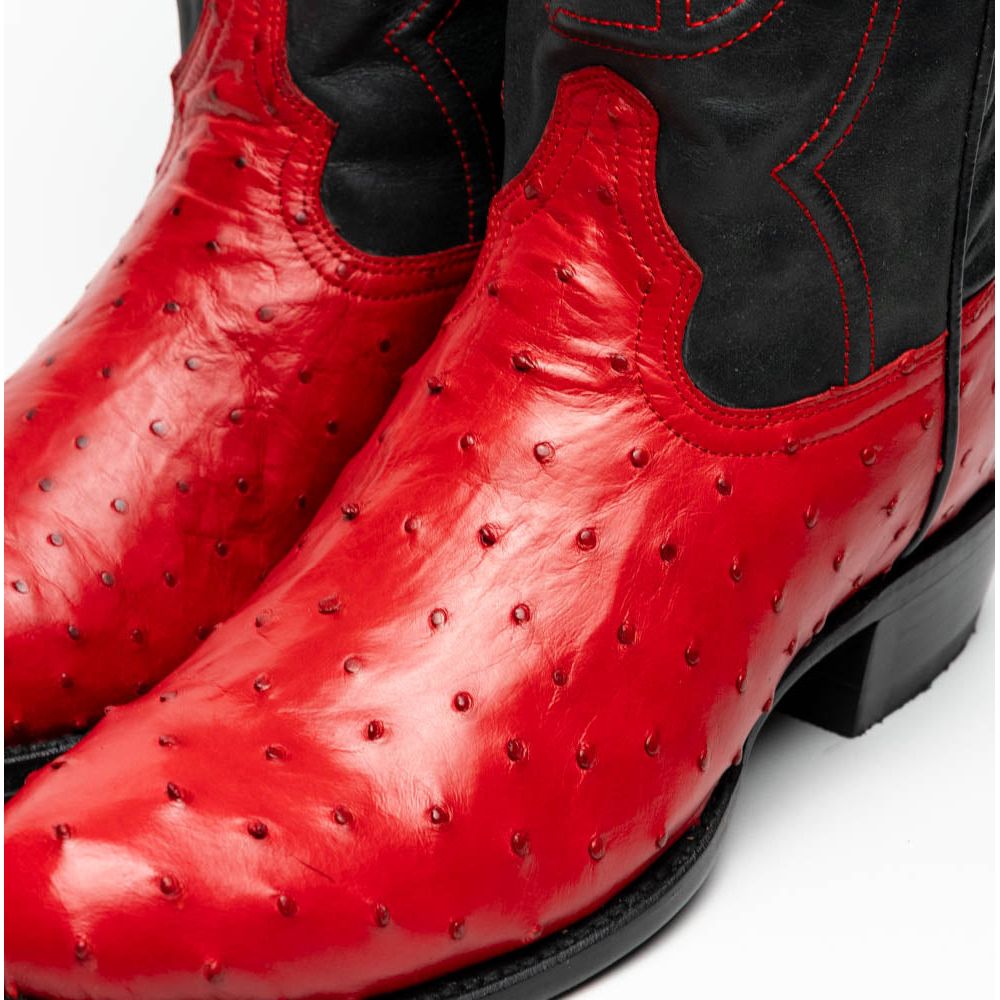 SAVANNAH Genuine Ostrich Skin Cowboy Boot from the Western Collection Red