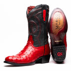 SAVANNAH Genuine Ostrich Skin Cowboy Boot from the Western Collection Red