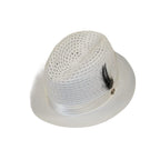 Men's BRUNO CAPELO Stingy Brim Fedora Braid Straw Hat Santa Cruz SC615 White
