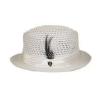 Men's BRUNO CAPELO Stingy Brim Fedora Braid Straw Hat Santa Cruz SC615 White