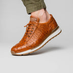 genuine ostrich quill fashion sneaker Shoes Scanno Antique Cognac