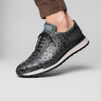 Genuine ostrich quill fashion sneaker Shoes Scanno Antique Gray