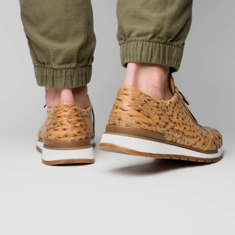 Hand painted genuine ostrich quil Sneaker Shoes Scanno Antique Orix