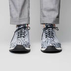 Hand painted genuine ostrich quill Sneaker Shoes Scanno Newspaper gray