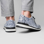 Hand painted genuine ostrich quill Sneaker Shoes Scanno Newspaper gray