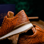 genuine ostrich quill fashion sneaker Shoes Scanno Antique Cognac