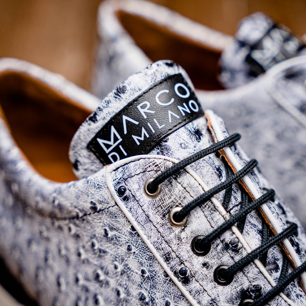 Hand painted genuine ostrich quill Sneaker Shoes Scanno Newspaper gray