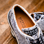 Hand painted genuine ostrich quill Sneaker Shoes Scanno Newspaper gray