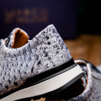 Hand painted genuine ostrich quill Sneaker Shoes Scanno Newspaper gray