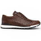 Hand painted genuine ostrich quill Sneaker Shoes Scanno Antique Brown