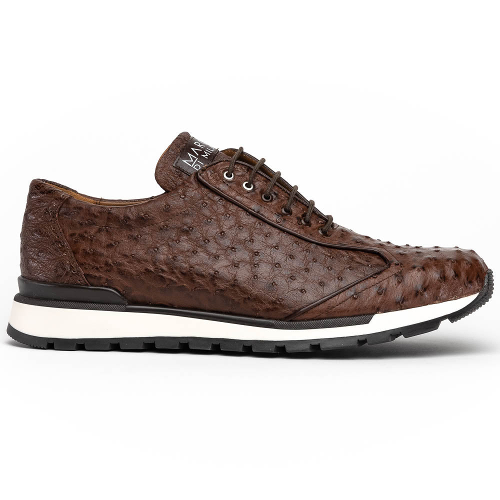 Hand painted genuine ostrich quill Sneaker Shoes Scanno Antique Brown